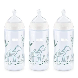 NUK Smooth Flow Anti Colic Baby Bottle, 10 oz, 3 Pack, Zebra - Picture 1 of 9