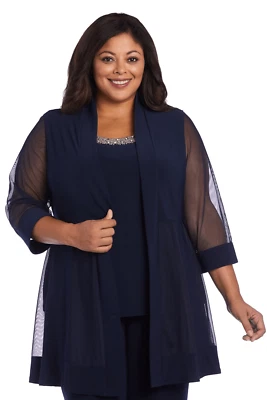 Cárdigan R&M Richards Estilo Plumero Transparente Talla 16W, Ocasión,/Romántico,/Fecha Noche Foto 1 de 4