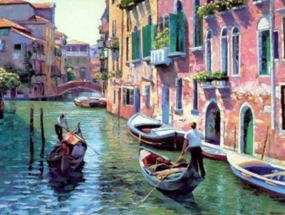 Paint by Numbers for Adults, Canals of Venice Canvas Acrylic Painting  UK COMP - Image 1 of 4