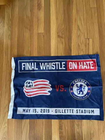 New England Revolution Vs Chelsea FC Match Flag 28 X 20 Soccer Rare Blue banner Cover