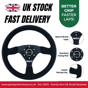 Sparco 323 330mm Diameter Rally Race suede Flat-Dish Steering Wheel - Picture 1 of 2