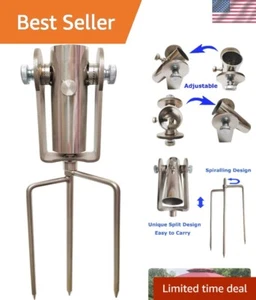 Portaombrelli da Prato per Esterno - Design Angolo Regolabile in Acciaio Inox Ombrellone... - Foto 1 di 6
