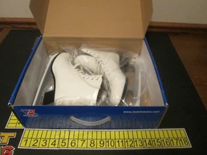 Patines de hielo Riedell 119 Luna blancos talla ancha 5 1/2 para mujer - Imagen 1 de 9