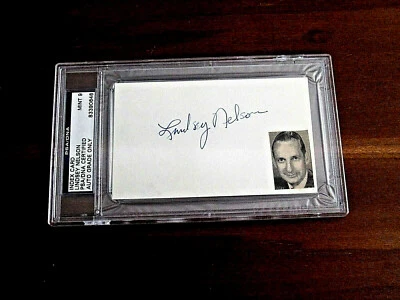 LINDSEY NELSON NEW YORK METS BROADCASTER SIGNED AUTO INDEX GRADED 9 PSA/DNA GEM - Image 1 of 3