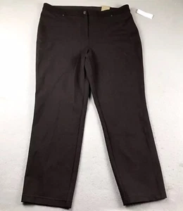 Chicos Pants Women XL Short Brown Ponte Flat Front Size 3 Straight Leg NWT - Picture 1 of 12