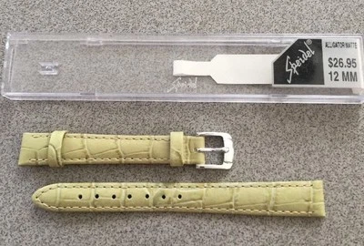 12mm Speidel Genuine Leather Alligator Matte Stitched Olive Ladies Watch Band - Imagem 1 de 2