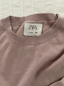 NWOT ZARA GIRL OLD PINK Knitted SWEATER W POCKETS SZ. 13/14 - Picture 1 of 6