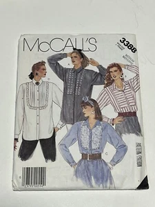Shirt Size 14-16 Med M3388 Uncut Sewing Pattern Ruffles Vintage 80s Long Sleeves - Picture 1 of 2