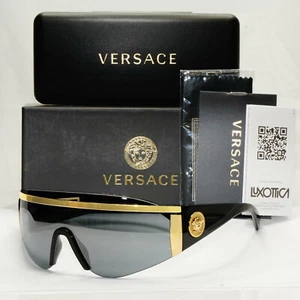 Versace Gold Medusa Shield Visor Sunglasses Mens Black 1996 Tribute 2197 1000/6G - Picture 1 of 12