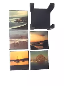 Set of 5 Vtg Coasters (1980-90) by David O McLaughlin W/Caddy California Beaches - Picture 1 of 15