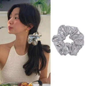 Metal Scrunchies Silver Color Elastic Hair Band Sweet Hair Band Headwear - Picture 1 of 10