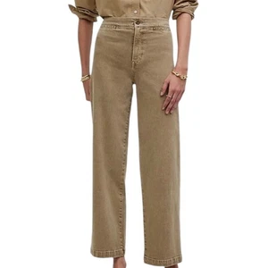 madewell the tall emmett wide-leg crop pant: welt pocket size t26 drill khaki - Picture 1 of 7