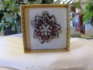 MONET "HOLIDAY POINSETTIA" Collectible Enamel Keepsake Trinket Box * NIB * - Picture 1 of 7