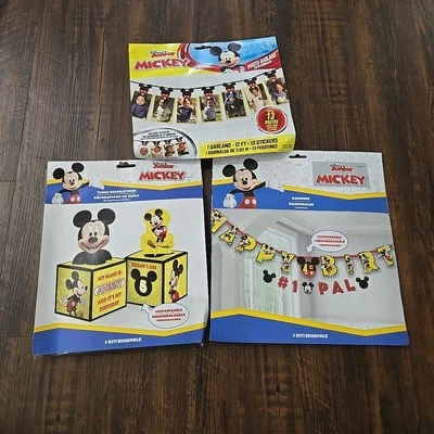 Mickey Mouse Birthday Party Supplies Combo Banner , Photo Garland  & Table Decor - Image 1 of 4