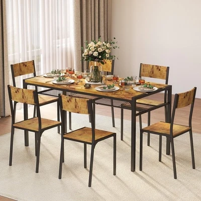 Dining Table Set for 6 with Chairs Kitchen Table Set for Small Space Apartment - Image 1 of 4