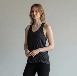 Athleta anthrazitgrau Fast Track gerafftes Racerback nahtloses Tanktop Größe Small - Bild 1 von 7