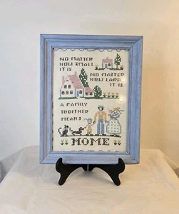 VTG 1960’s Framed Cross Stitch Sampler A Family Together Means Home Cottage Core - Picture 1 of 15