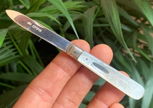 19th C. English Sterling Silver Mother of Pearl Fruit Pocket Folding Knife c1894 - Picture 1 of 19