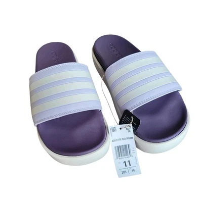 Nuevo ADIDAS 11 Púrpura Multi Adilette Plataforma Tobogán Mujer Foto 1 de 4
