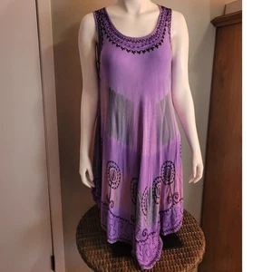 Ingear Batik Strandkleid lila Batik Einheitsgröße bestickt Mumu - Bild 1 von 10