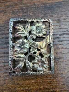 Vintage 925 Sterlingsilber gerahmte Blumen Blumen Quadratische Brosche Pin - Bild 1 von 4