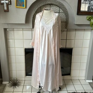 Vintage Dentelle Nachthemd & Morgenmantel Set Blush Pink Größe L - Bild 1 von 13