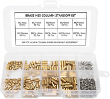 300pcs M2 Brass Standoff Kit Hex Column Spacer Screw Nut Assortment with Box