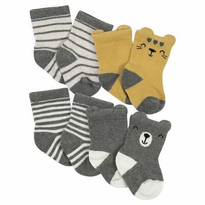 Gerber Baby Boys 4 Pack Organic Wiggle Proof Socks Size Newborn, 0-6 Months Cute - Image 1 of 4