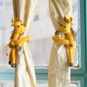 2er Set Giraffen Gardinenhalter handgefertigt gehäkelt Tier fertig - Wohnkultur - Bild 1 von 2