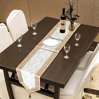 Top Chinese Style White Table Runner Table Cloth Art Silk Luxury Wedding Decor - Image 1 of 4