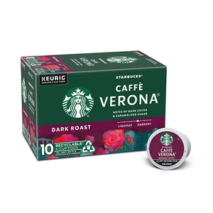 Starbucks Caffè Verona Dark Roast K-Cup Coffee Pods, 10 Count - Picture 1 of 7
