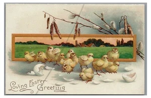 Loving EASTER Greetings Baby Chicks International Art Vintage Postcard - Picture 1 of 2