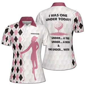 Custom Name I Was One Under Funny Golf Women's Polo Shirt S-5XL - Picture 1 of 7