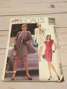 Sz 10-14 McCall's 6243 90s Car Coat Dress Sewing Pattern Vintage - Picture 1 of 2