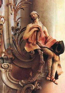 Alte Kunstpostkarte - Münster Zwiefalten - Christus als Bettler am Martinsaltar - Bild 1 von 1