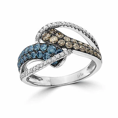 Anillo LeVian Oro Blanco 14K G-H SI1 Chocolate Diamante 0.91 cts Talla 7 Foto 1 de 4