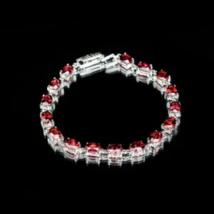 62.24ct/18ct Pulsera Natural Rodolita-Granate Granate Plata 7.5" - Imagen 1 de 7