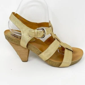 Kork Ease Womens Gold Leather Strap Heel Sandal Size 9 SEE PICTURES - Picture 1 of 12