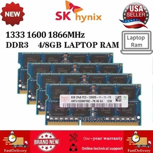 Hynix 4GB 8GB 16GB DDR3 1066 1333 1600 1866 MHz 204Pin SO-DIMM Laptop Memory Lot - Picture 1 of 8