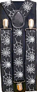★ Halloween Spinnennetz Spinne Hosenträger Hosenhalter Y-Form 3 Clips Schwarz - Bild 1 von 1
