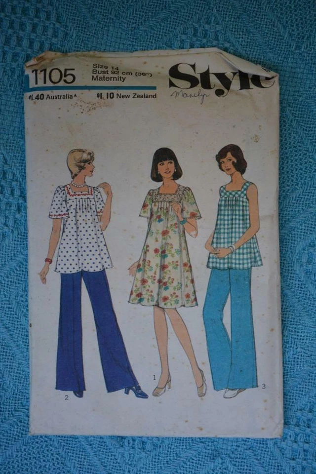 #1105 Style Sewing PATTERN Misses MATERNITY DRESS-TOP-PANTS. SIZE 14 RETRO-UNCUT - image 1 of 1