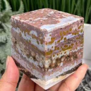 Bubble Ocean Sea Orbicular Jasper Floating Cube Crystal Carving 622g - Bild 1 von 12
