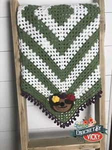 Handarbeit gehäkelt Baby Faultier Decke Boho Waldtiere Krippe Kinderzimmer 40"x40" - Bild 1 von 2