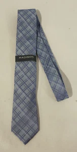 Madison Men's Basic Shadow Grid Pattern Tie KH4 Teal One Size NWT - Picture 1 of 4
