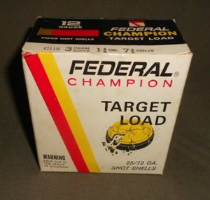 VINTAGE "FEDERAL CHAMPION TARGET LOAD"  12 GA. SHOTGUN SHELL BOX (EMPTY) - Picture 1 of 6