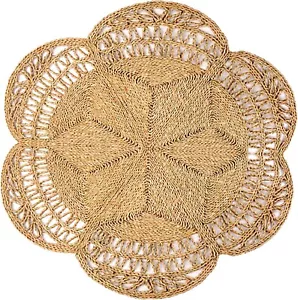 Boho Rugs For Living Room, Sea Grass Rugs For Indoors, Round Boho Rug, Round Jut - Picture 1 of 5