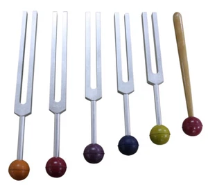 Radical 5 Asteroid Tuning Forks w Rubber Balls, Mallet & Pouch - Picture 1 of 1