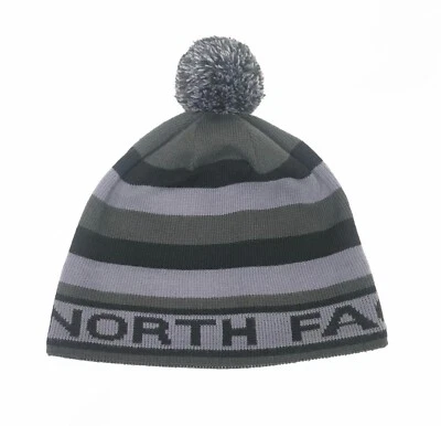 The North Face Beanie Knit Hat Adult Mens Unisex One Size Gray Striped - Image 1 of 4