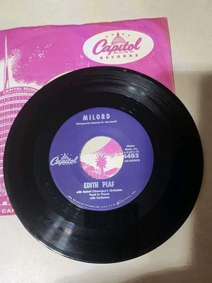 Edith Piaf / Franck Pourcel Milord 45 RPM Capitol Records Vintage Purple Label Foto 1 de 2