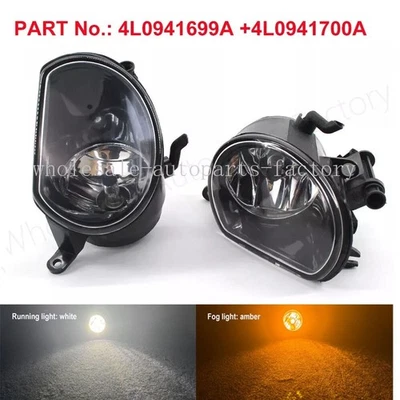 Pair LED Amber Front Fog Lamp w/White Running Light for Audi Q7 2010-2015 - Image 1 of 4